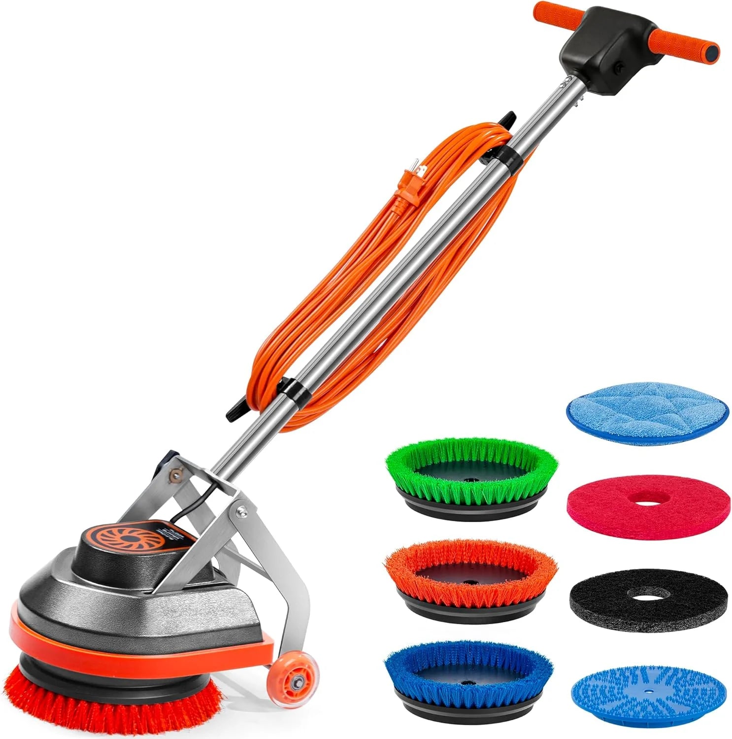 Commercial Floor Scrubber Machine with Brushes and Pads, Heavy Duty Floor Cleaner Polisher and Buffer- Deep Cleaning Tile and