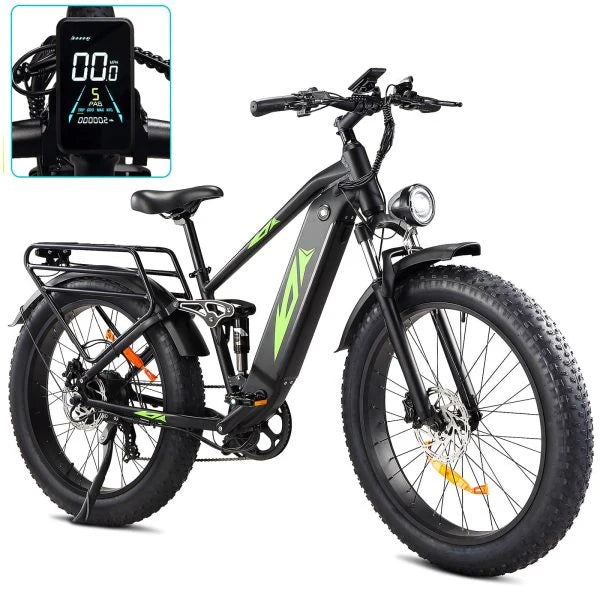 Electric Bike for Adults 1000W, 48V 17.5AH Battery Adult Electric Bicycles, 26 Fat Tire Full Suspension Ebike, 28MPH Mountain