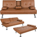 Yaheetech Convertible Sofa Bed Adjustable Couch Sleeper Modern Faux Leather Home Recliner Reversible Loveseat Folding Daybed