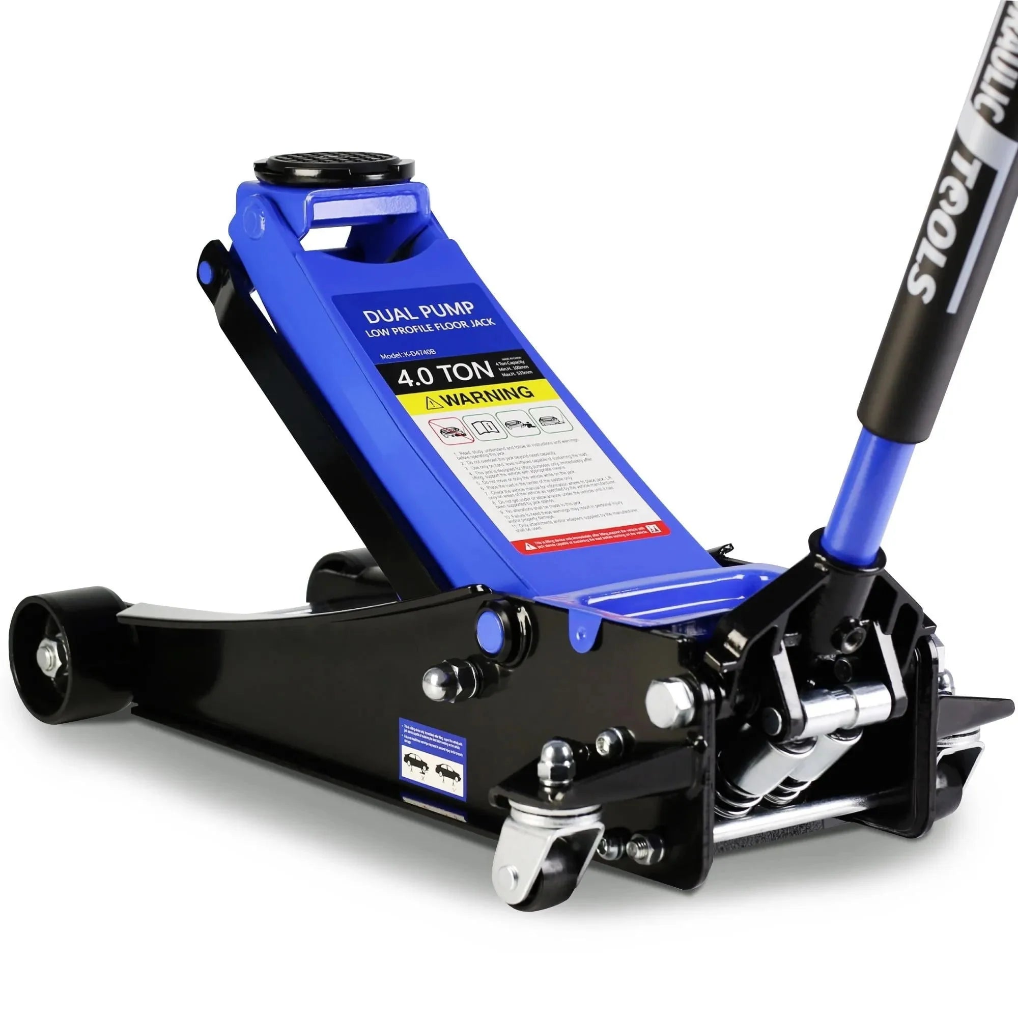 4-Ton Floor Jack, Low Profile Car Jack, Heavy-Duty Trolley Jack Car Lift with Dual Pump Pistons, Lifting Range 4"-21"