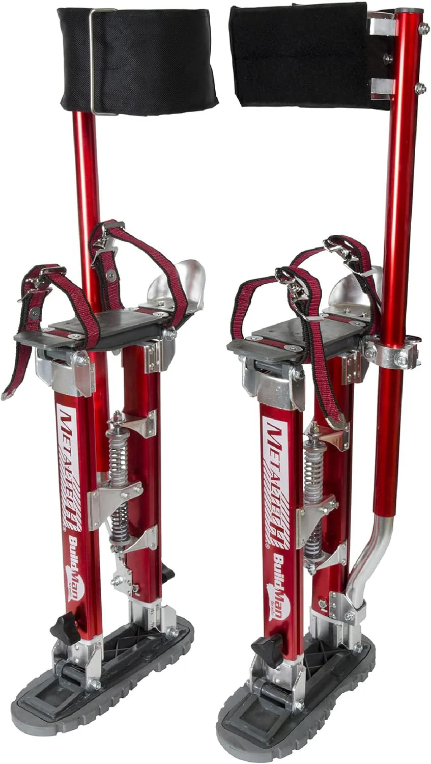 Building Man 24-40" Drywall Support Poles Set of 2, Anodized Aluminum w/ Comfort Straps