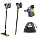 3-in-1 Heavy-Duty Steam Cleaner & Handheld Steamer, Indoor Outdoor for Garage, Car, RV, Windows, Black