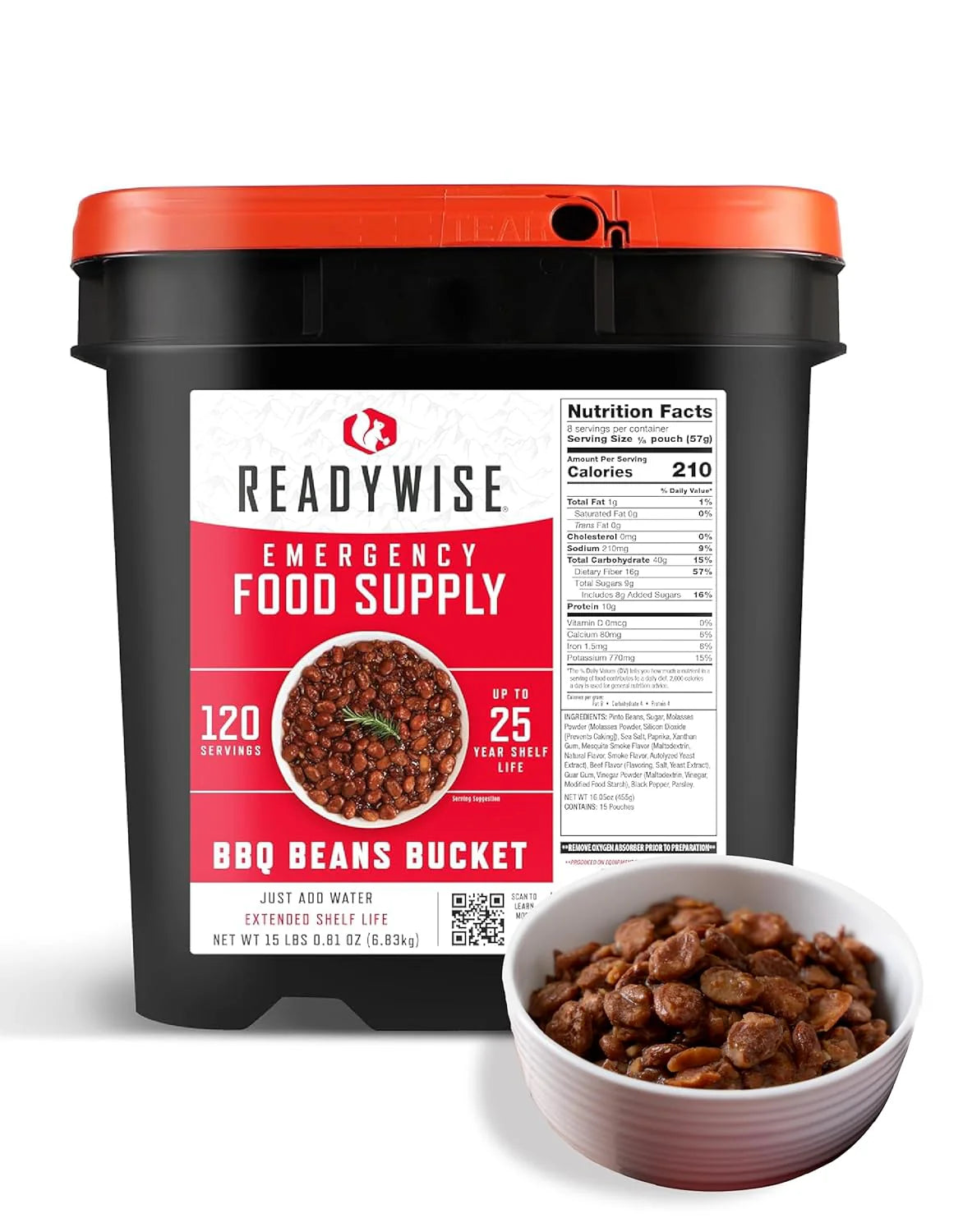READYWISE - Chicken, Beef, Pork & Rice Emergency Food Supply Bucket, Premade, Freeze-Dried Survival Meals, 25-Year Shelf