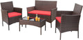 Homall 4 Pieces Outdoor Patio Furniture Sets Rattan Chair Wicker Set, Outdoor Indoor Use Backyard Porch Garden Poolside