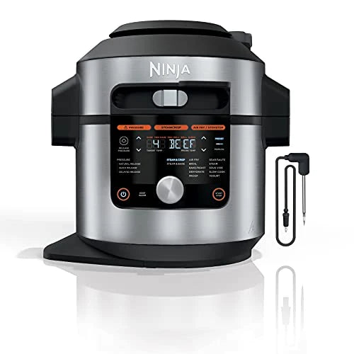 Ninja OL701 Foodi 14 in 1 SMART XL 8 Qt. Pressure Cooker Steam Fryer with SmartLid & Thermometer Auto Steam Release, that Air