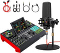 Podcast Equipment Bundle,with 3.5mm Condenser Microphone & Live Sound Card - Audio Mixer for Streaming, PC/Mobile Live