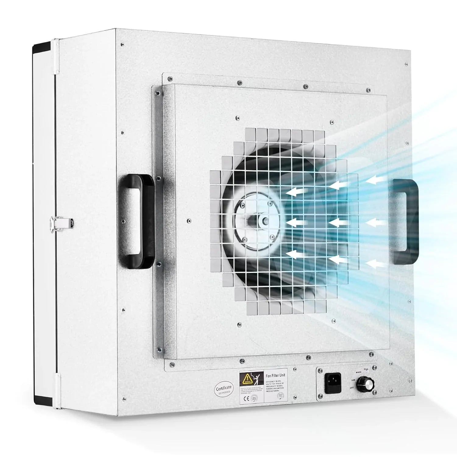 Laminar Flow Hood, H-14 HEPA Filter with Safety Locks, Class 100/ ISO Class 5 Cleanliness, Fan Filter Unit 22.6x22.6in Flow