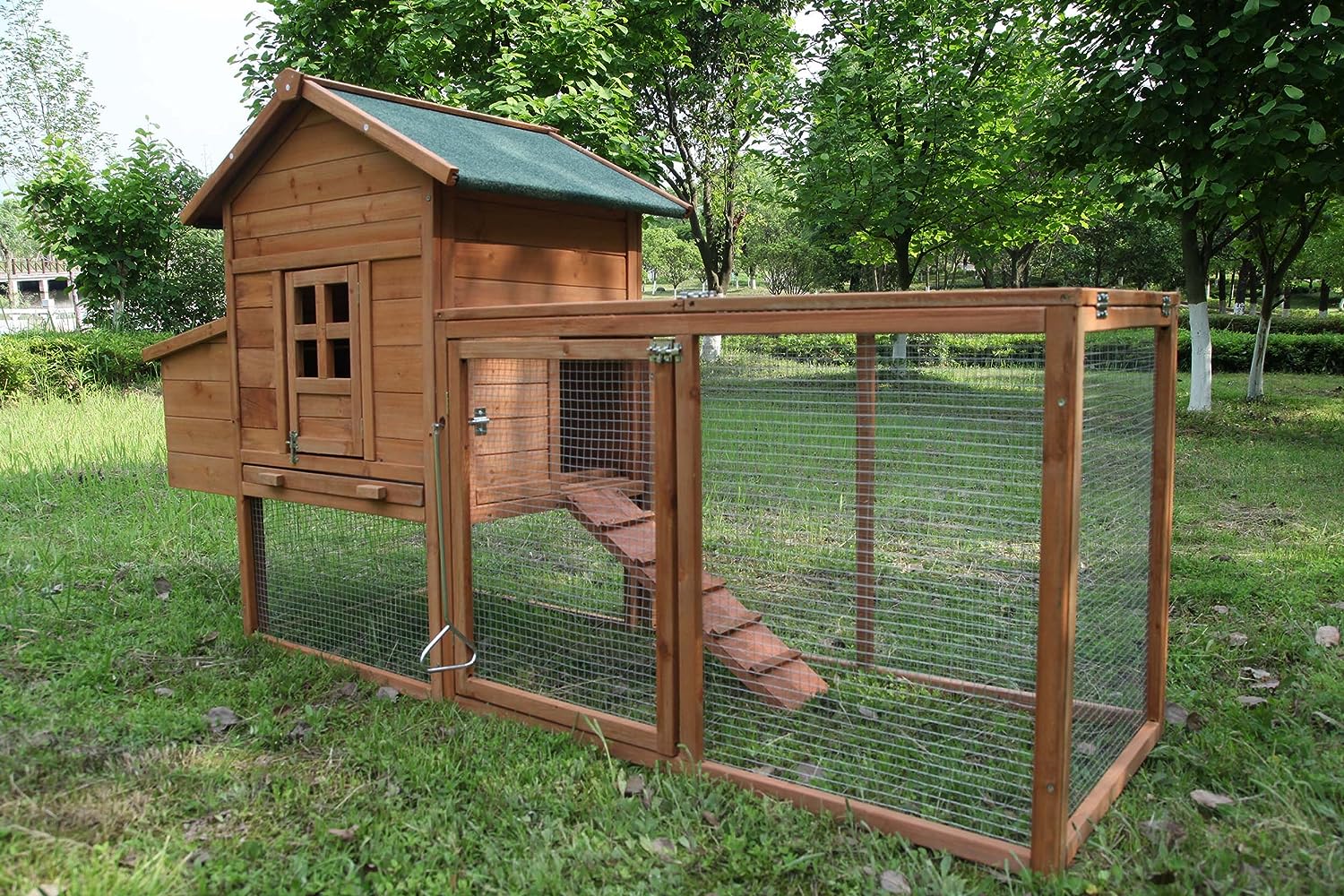 ECOLINEAR Outdoor 80'' Wooden Chicken Coop Nest Box Hen House Poultry Pet Hutch Garden Backyard Cage