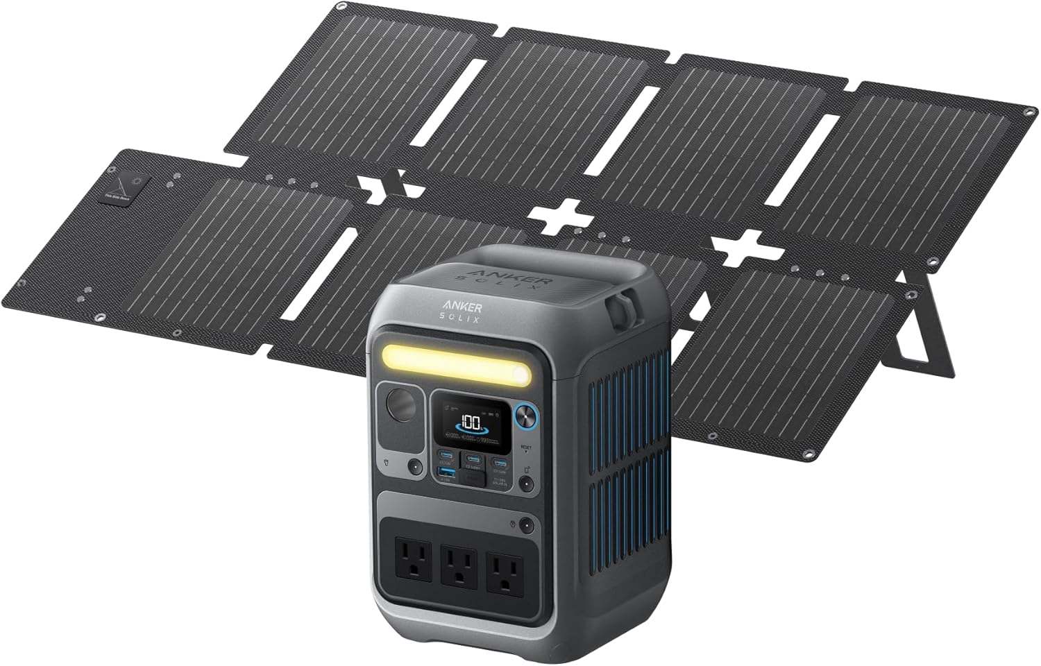 Anker Solar Generator SOLIX C300 with 60W Solar Panel, 288Wh Portable Power Station, 300W (600W Surge), LiFePO4 Battery, 140W
