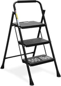 HBTower 3 Step Ladder, Folding Step Stool with Wide Anti-Slip Pedal, 500lbs