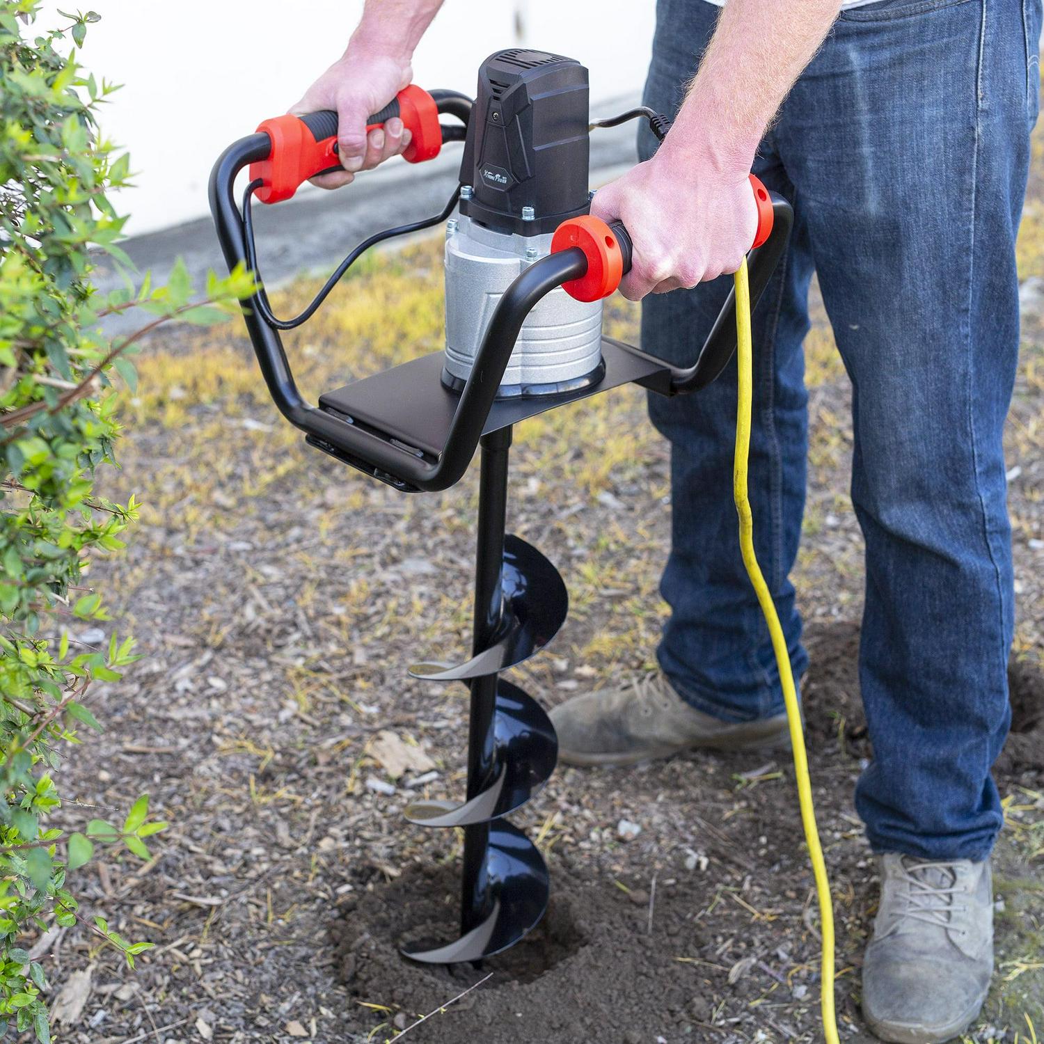 XtremepowerUS 1500W Electric Post Hole Digger with 6" Auger Bit, Anti Vibration Handle & Safety Lock for Soil & Fence Posts
