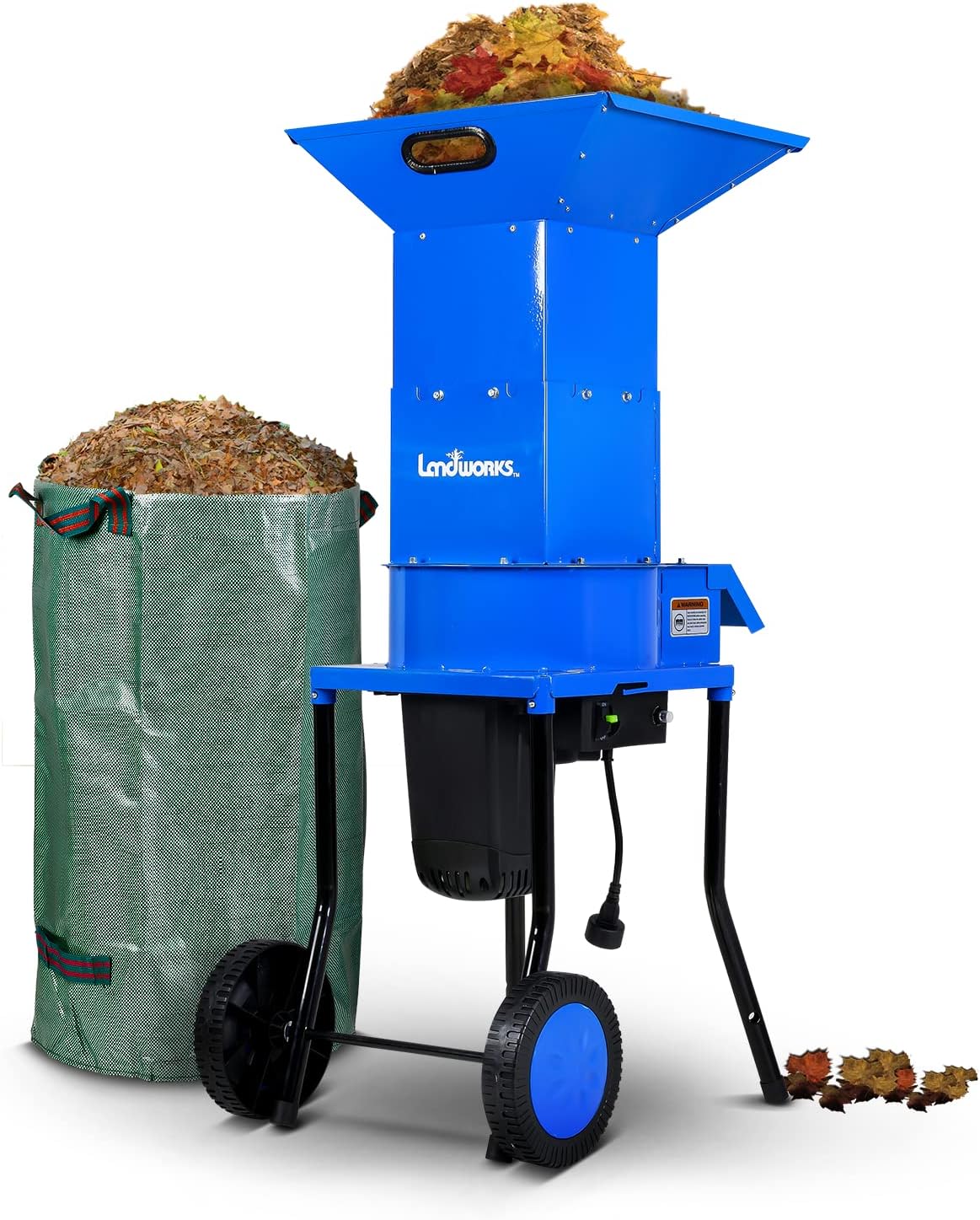 Landworks Leaf Mulcher Shredder Electric Green and Waste Management Heavy Duty 120V AC 11" Inch Cutting Blade .5" Inch