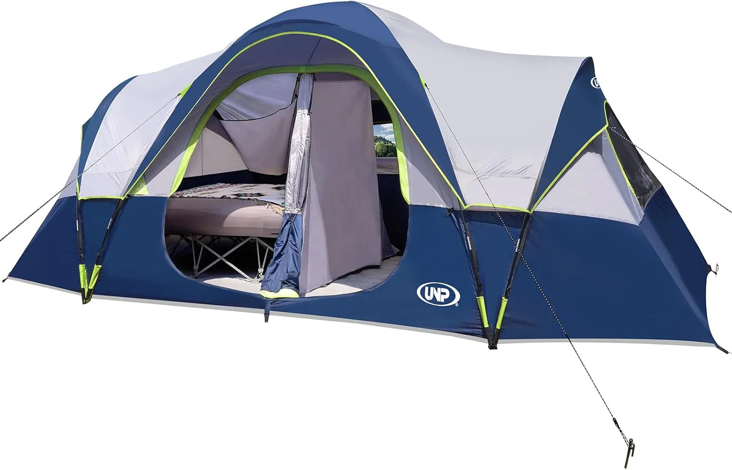 UNP Camping Tent 10-Person-Family Tents, Parties, Music Festival Tent, Big, Easy Up, 5 Large Mesh Windows, Double Layer, 2