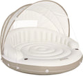 58292EP Canopy Island Inflatable Pool Float: Comfortable Lounge Surface - Built-in Cup Holders - Detachable Sunshade - 440lb