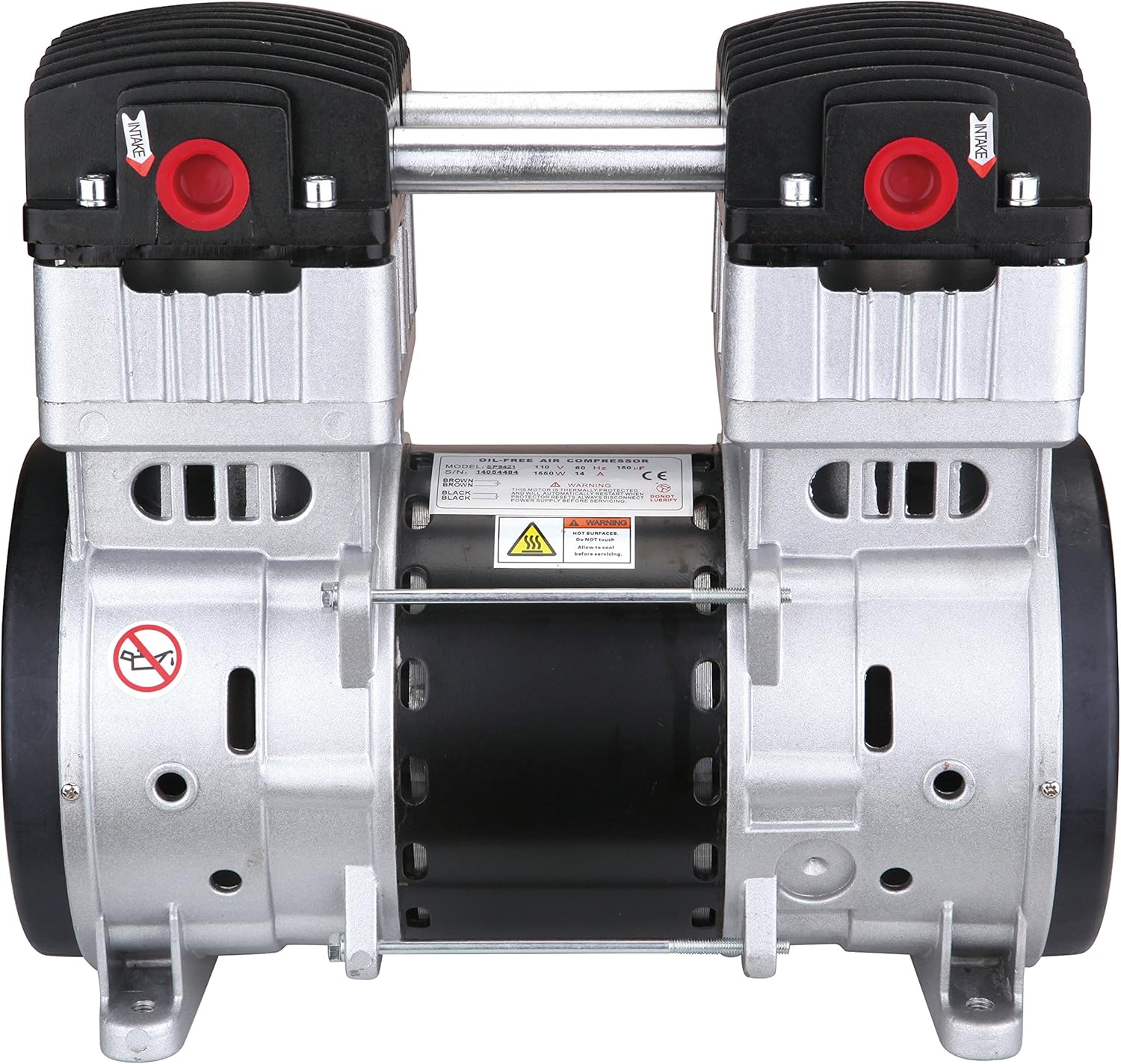 The air compressor motor with high power, silent operation and no oil required
