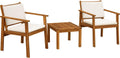 Patio Furniture 4 Piece Outdoor Acacia Wood Patio Conversation Sofa Set with Table & Cushions Porch Furniture for Deck