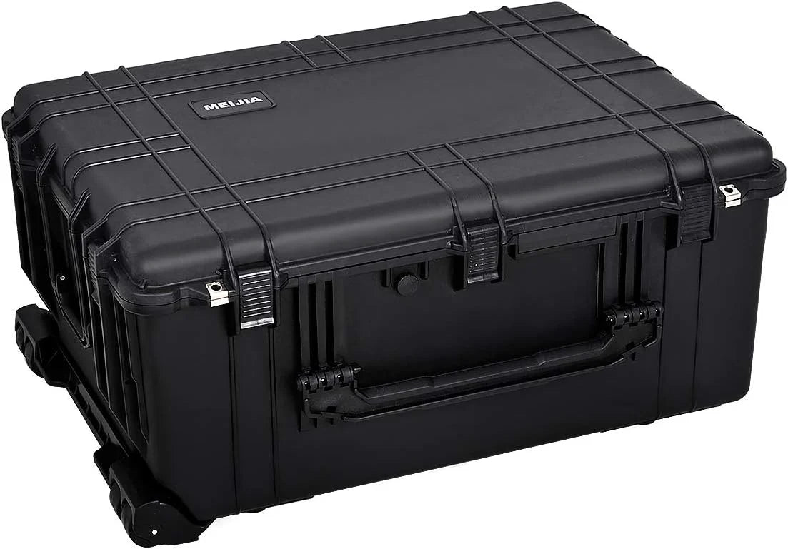 Portable Rolling Waterproof Camera Case Custom Foam, Extendable Handle & Wheels (31" x 19" x 18", Black)