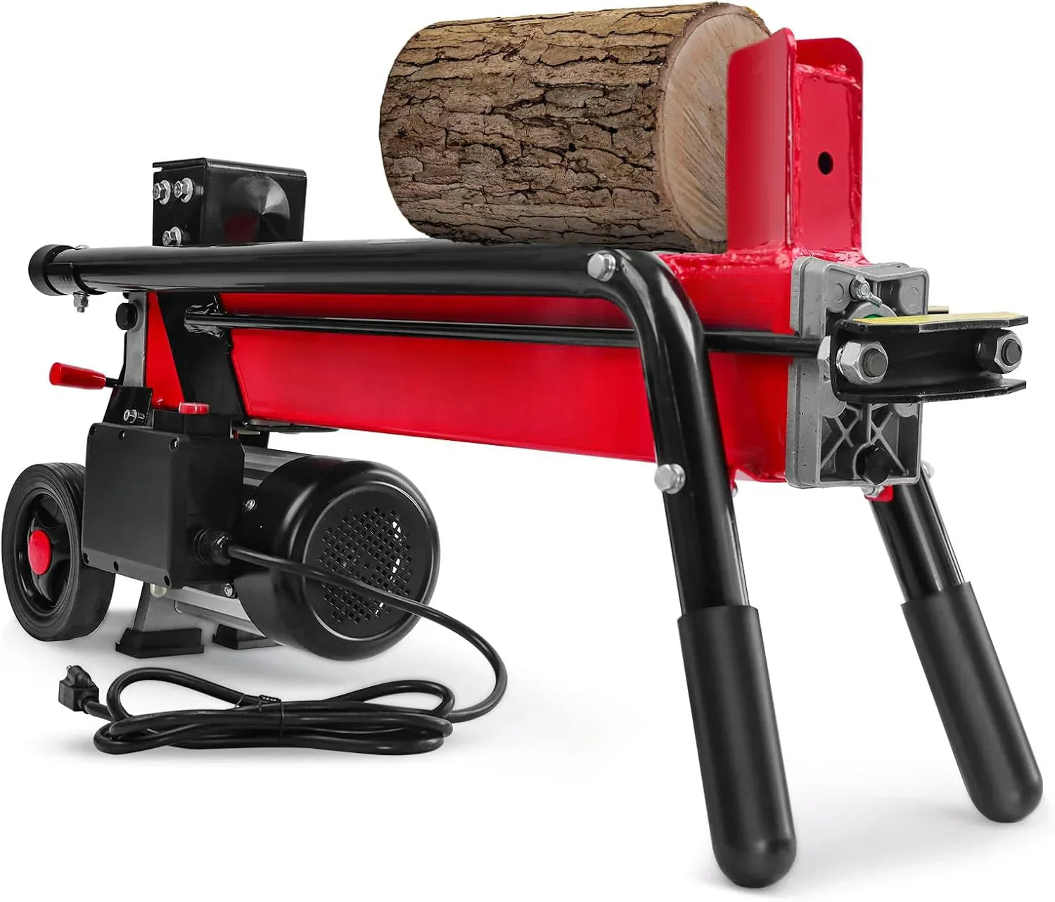 7-Ton Electric Log Splitter, 15 Amp 3500 RPM Motor, Horizontal Full Beam Steel Wedge Wood Splitter for Firewood & Kindling