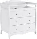 Changing Table Dresser Baby Diaper Changing Station Infant Nursing Table with 3 Drawers, Safety Rail & Strap for Bedroom