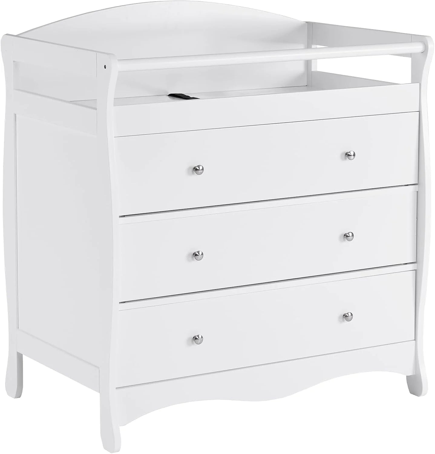 Changing Table Dresser Baby Diaper Changing Station Infant Nursing Table with 3 Drawers, Safety Rail & Strap for Bedroom