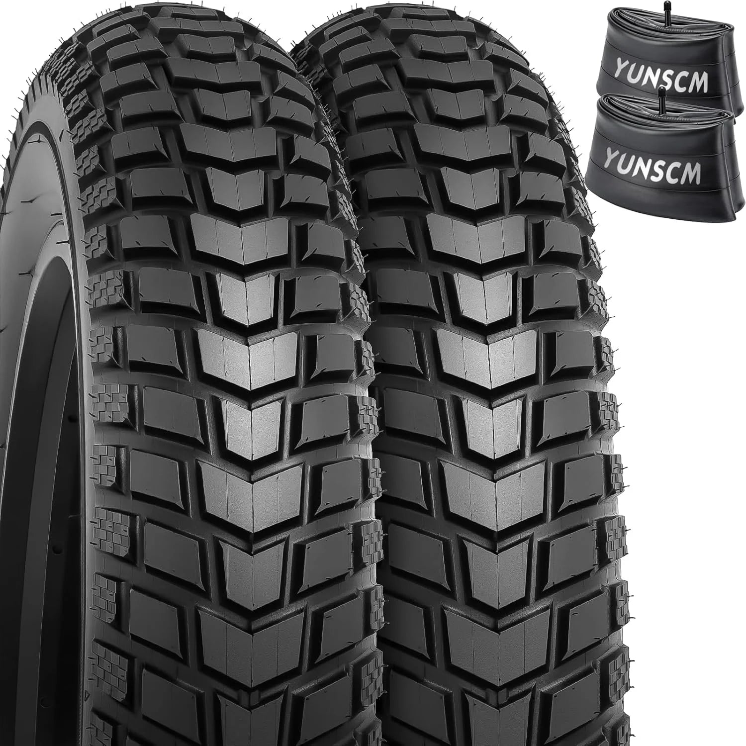 2Pcs 26×4.0 Fat Electric Bike Tires & 2Pcs Inner Tubes, Schrader Valve, All-Terrain