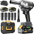 Cordless Impact Wrench, 1200Nm(900ft-lbs) High Torque 1/2'' Impact Wrench, 21V Brushless Electric Impact Gun with 2Pcs 4.0Ah