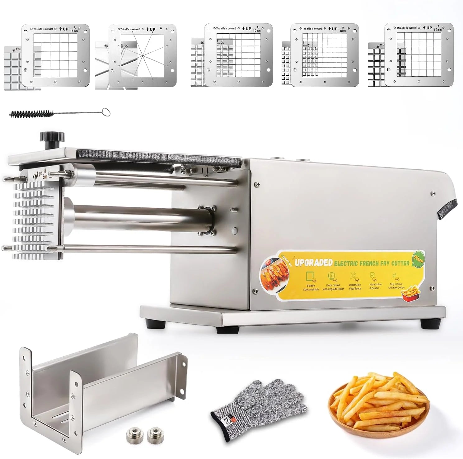 Upgraded Electric French Fry Cutter 5 Blades Stainless Steel Commercial & Household