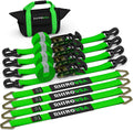 Car Tie Down Straps for Trailers with J Hooks (4-Pack) - 2 Inch x 8 Feet (10,000lb Break Strength) - Heavy Duty T-Handle Car