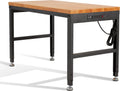 HABUTWAY Height Adjustable Workbench 48" 2000 Lbs Capacity Oak Wood Work Station