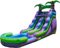 16' Purple Tropical Lightweight Premium Commercial Grade Water Slide Inflatable with Attached Pool for Kids and Adults (with