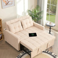 52" Sleeper Sofa with Pull-Out Bed, 3-in-1 Convertible Sofa Bed, Loveseat with Adjustable Backrest and Side Pocket, for