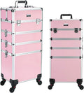 4 in 1 Professional Rolling Aluminum Cosmetic Makeup Train Organizer Storage Case Artist Train Case Salon Beauty Cosmetic