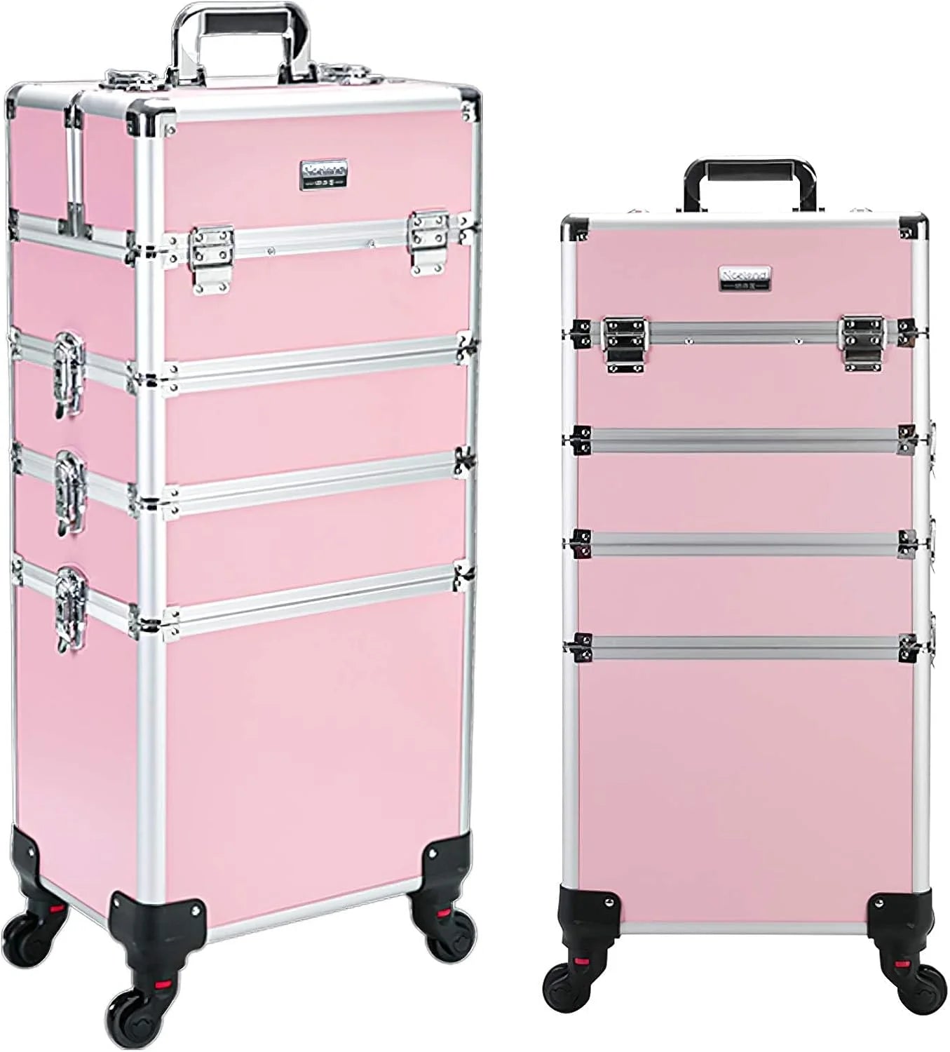 4 in 1 Professional Rolling Aluminum Cosmetic Makeup Train Organizer Storage Case Artist Train Case Salon Beauty Cosmetic
