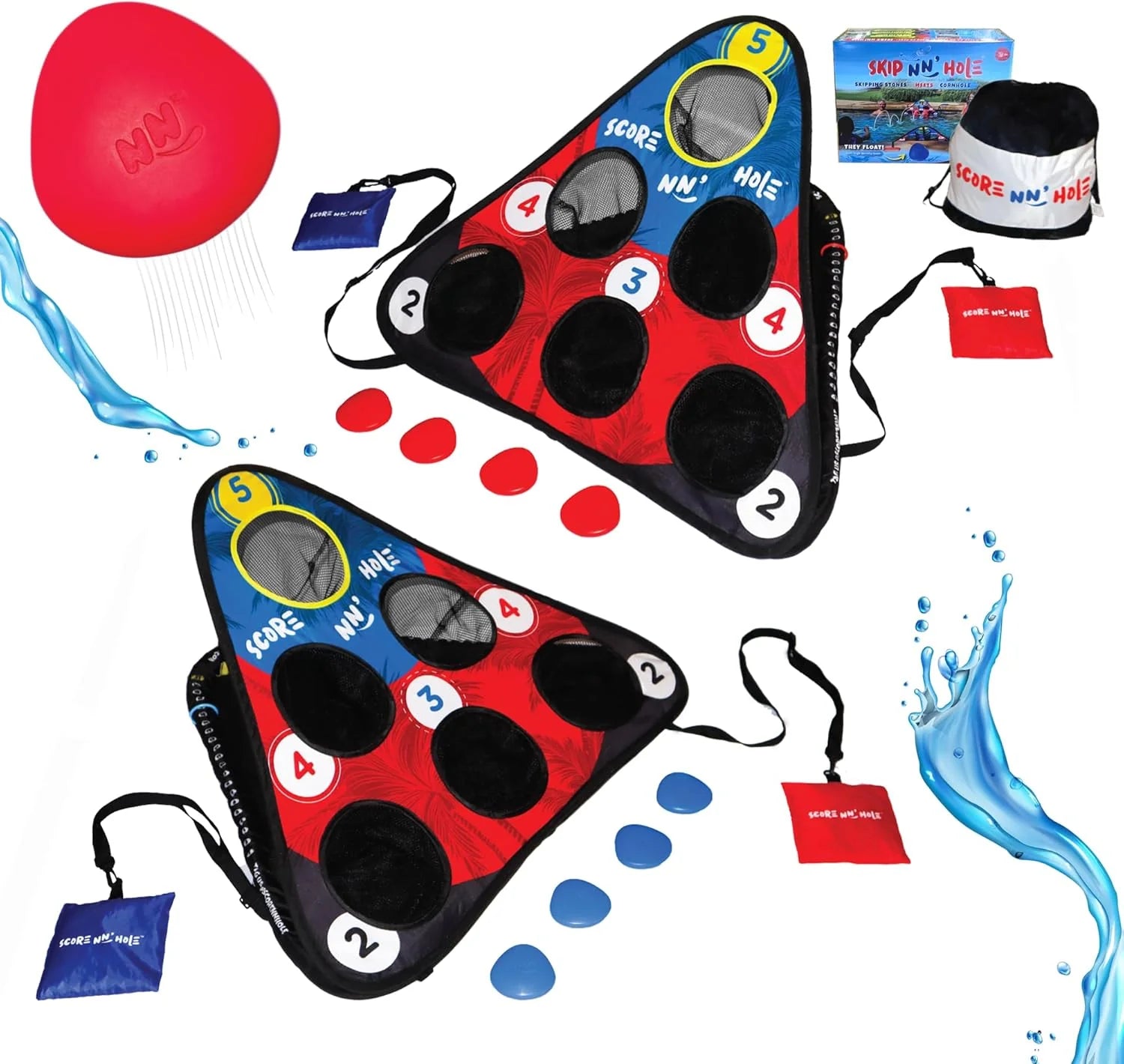 SKIP NN' HOLE Fun Pool Game for Adults and Family | Stonne Skipping Meets Swimming Pool Cornhole Game Floating | Fun For All