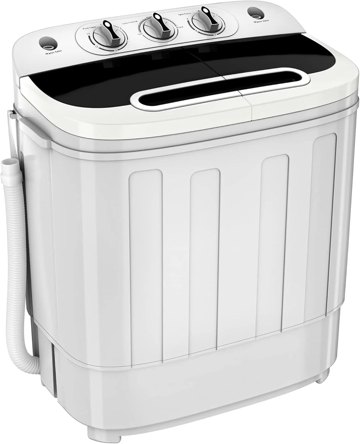 Portable mini double-burner washing machine, capacity 13 pounds, equipped with a spin dryer, a compact clothes washing