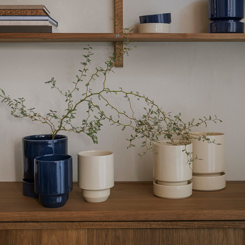 Bergs Hoff Glazed Sandstone 12cm Pot with Saucer