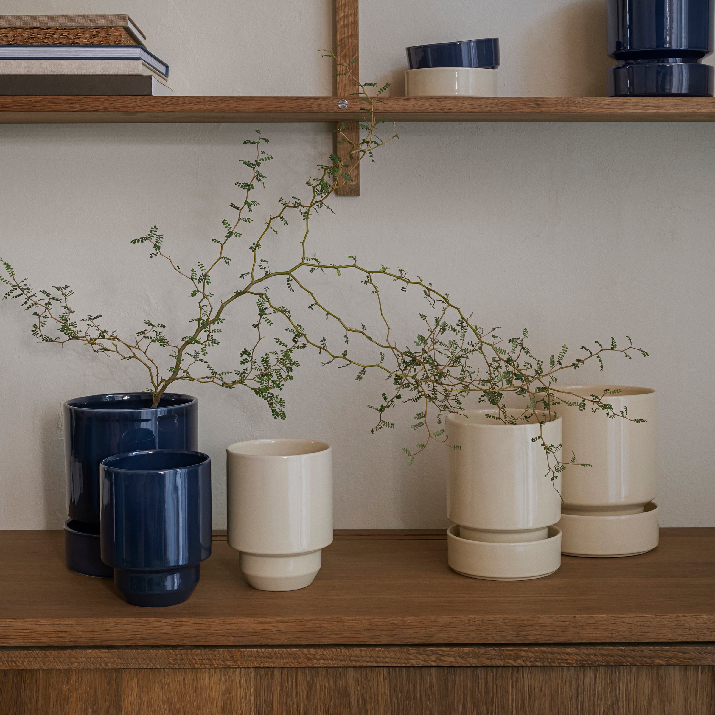 Bergs Hoff Glazed Sandstone 12cm Pot with Saucer