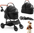 3-in-1 Foldable 4-Wheel Pet Stroller for Small/Medium Pets up to 50lbs (Grey)