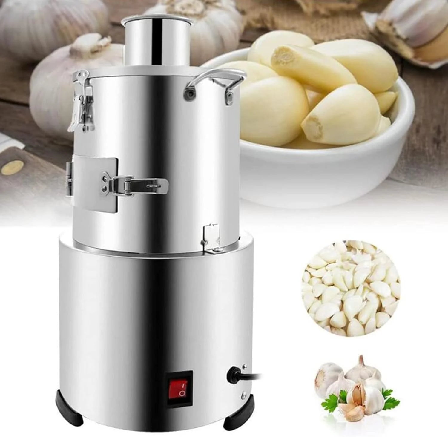 Commercial Electric Garlic Peeler Machine 200W 110V/220V 30kg/H Stainless Steel Garlic Peeling & Separating Machine for Home
