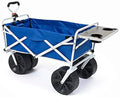 All Terrain Beach Wagon with Side Table|Heavy Duty Collapsible Folding Cart with Large Wheels for Beach Day, Picnic, Camping