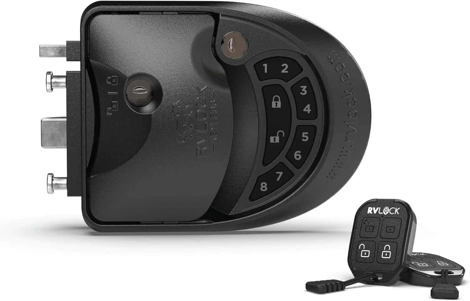 RV Keyless Entry Door Lock & Handle Kit Remote Control, Silicone Keypad, Fits Class A/C (4.5" x 3.5")