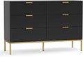 Black Dresser for Bedroom, Modern 6 Drawer Dresser, Chest of Drawers Closet Organizers and Wood Storage Clothes, White