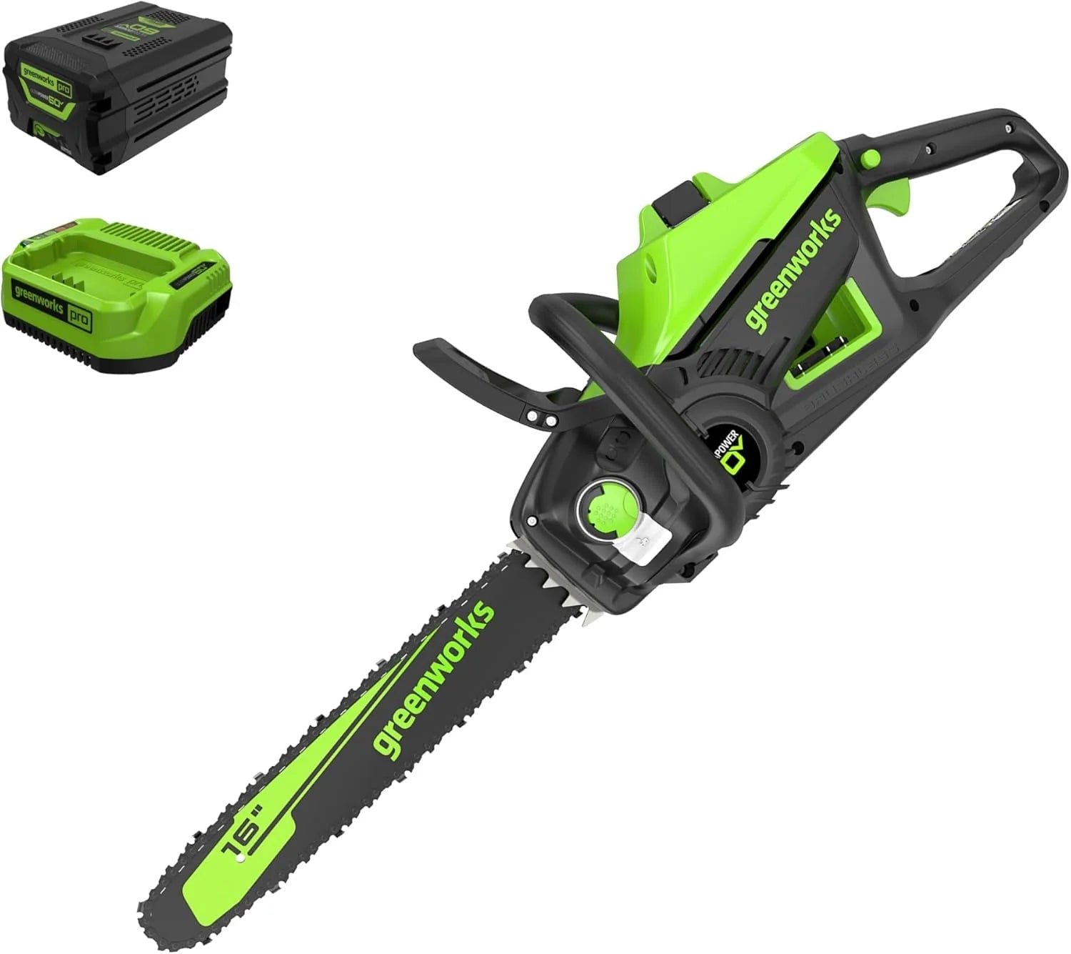 Greenworks 40V 16" Brushless Cordless Chainsaw, 4.0Ah Battery and Charger Included