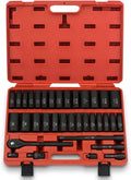 02448A 1/2" Drive Master Impact Socket Set, 65 Piece, Standard SAE (3/8"-1-1/4") & Metric (10-24 mm) Sizes, Deep & Shallow