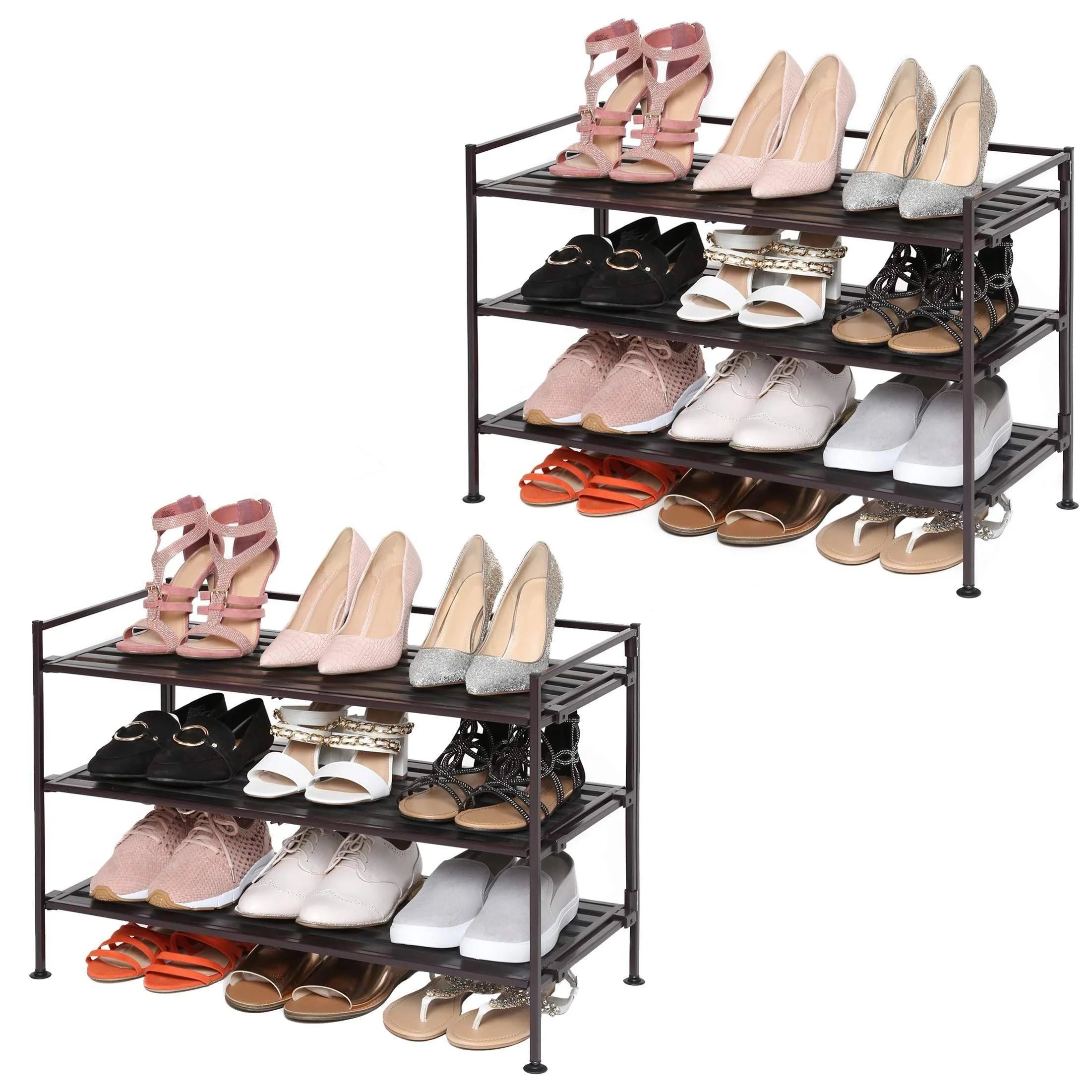 3 Tier Resin Slat Utility Shoe Rack 2 Pack