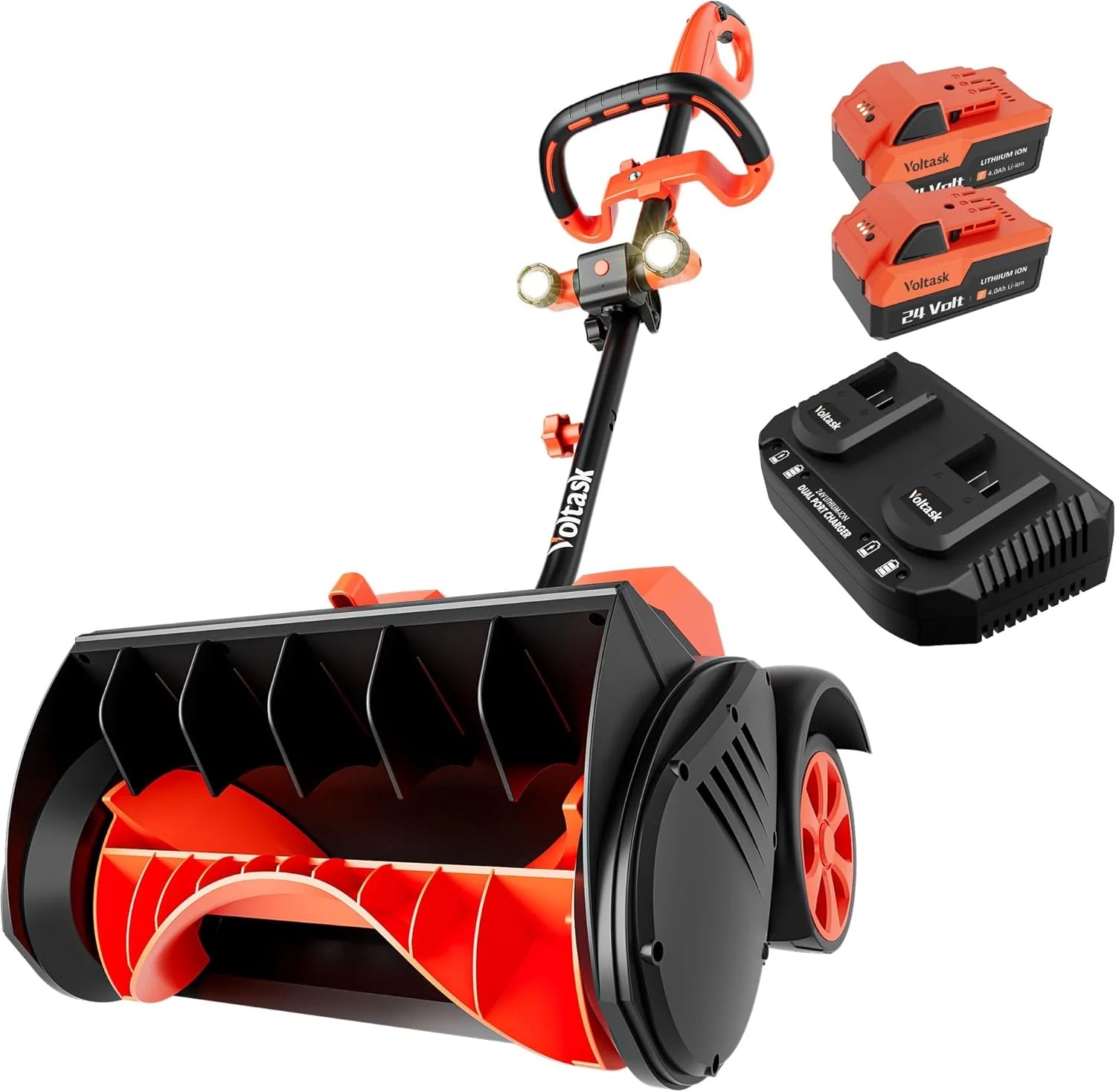 Cordless Snow Shovel with Wheels, 48V | 16-Inch | 4-Ah Brushless Cordless Snow Blower, Battery Snow Blower with Directional