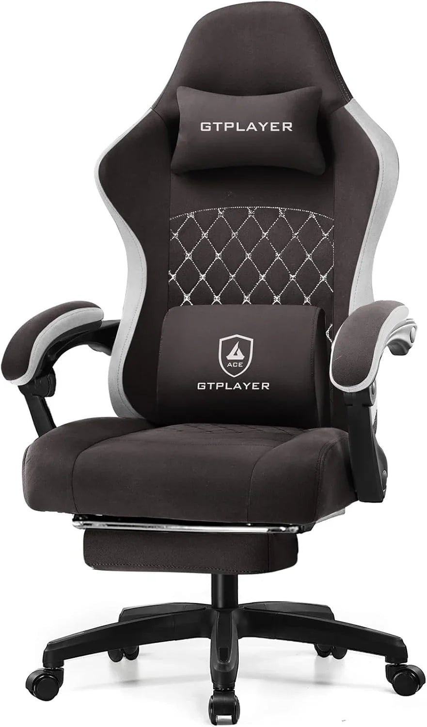 Gaming Chair, Computer Office Chair with Pocket Spring Cushion, Linkage Armrests and Footrest, High Back Ergonomic Computer