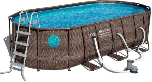 Power Steel 18' x 9 'x 48' above ground swimming pool Set with metal frame home swimming pool sand filter pump, skimmer and