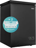 3.5 Cu.Ft Chest Freezer with Removable Basket, Small Deep Freezer Adjustable 7 Thermostat, Quiet Mini Freezer Free-Standing