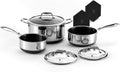 HexClad Hybrid Nonstick 6-Piece Pot Set with 2 Silicone Trivets, 2, 3, and 8-Quart Pots with Tempered Glass Lids, Stay-Cool
